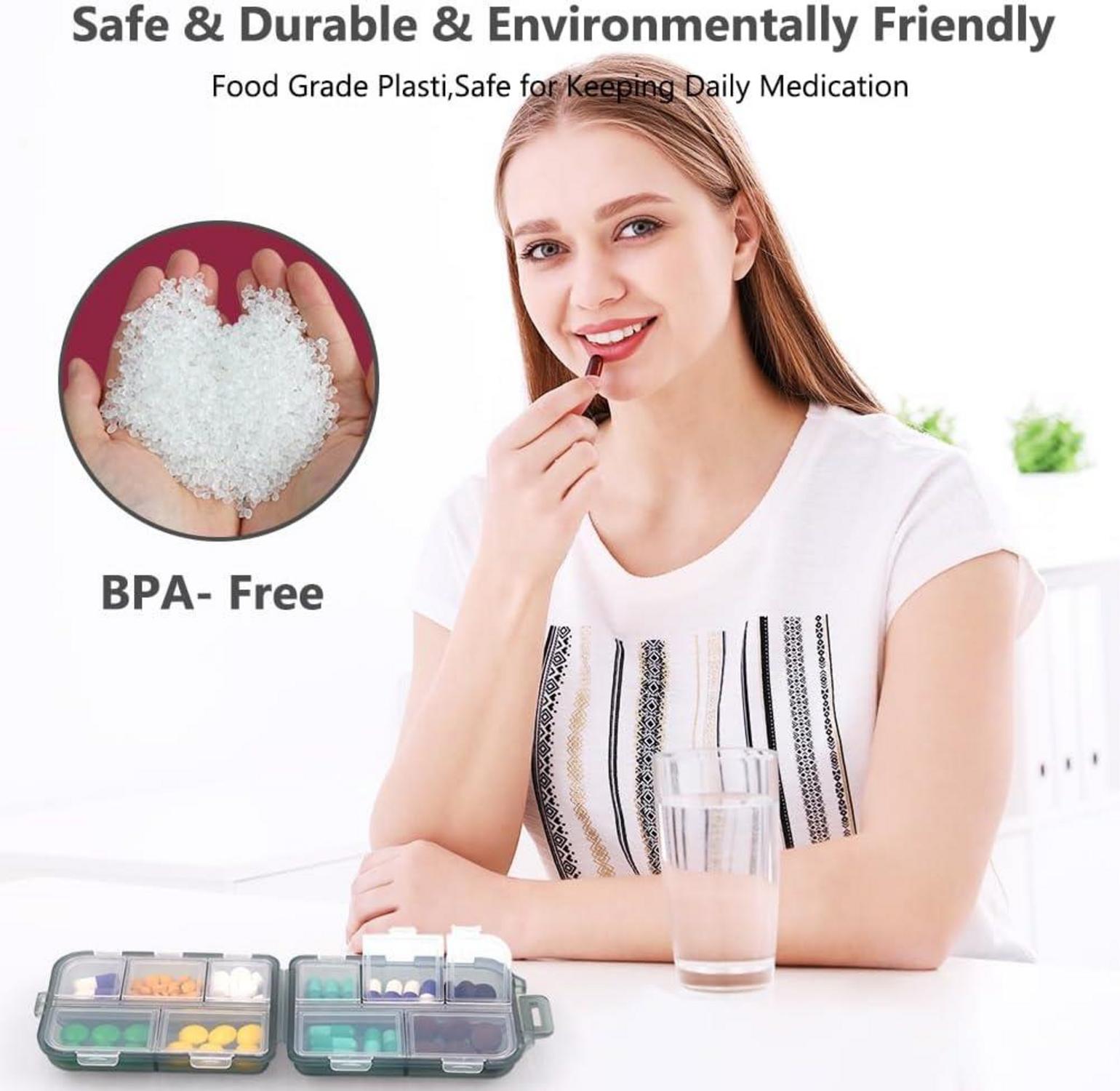 Pillendose Klein 7 Tage Tablettenbox Medikamentenbox 10 Fächer Organizer