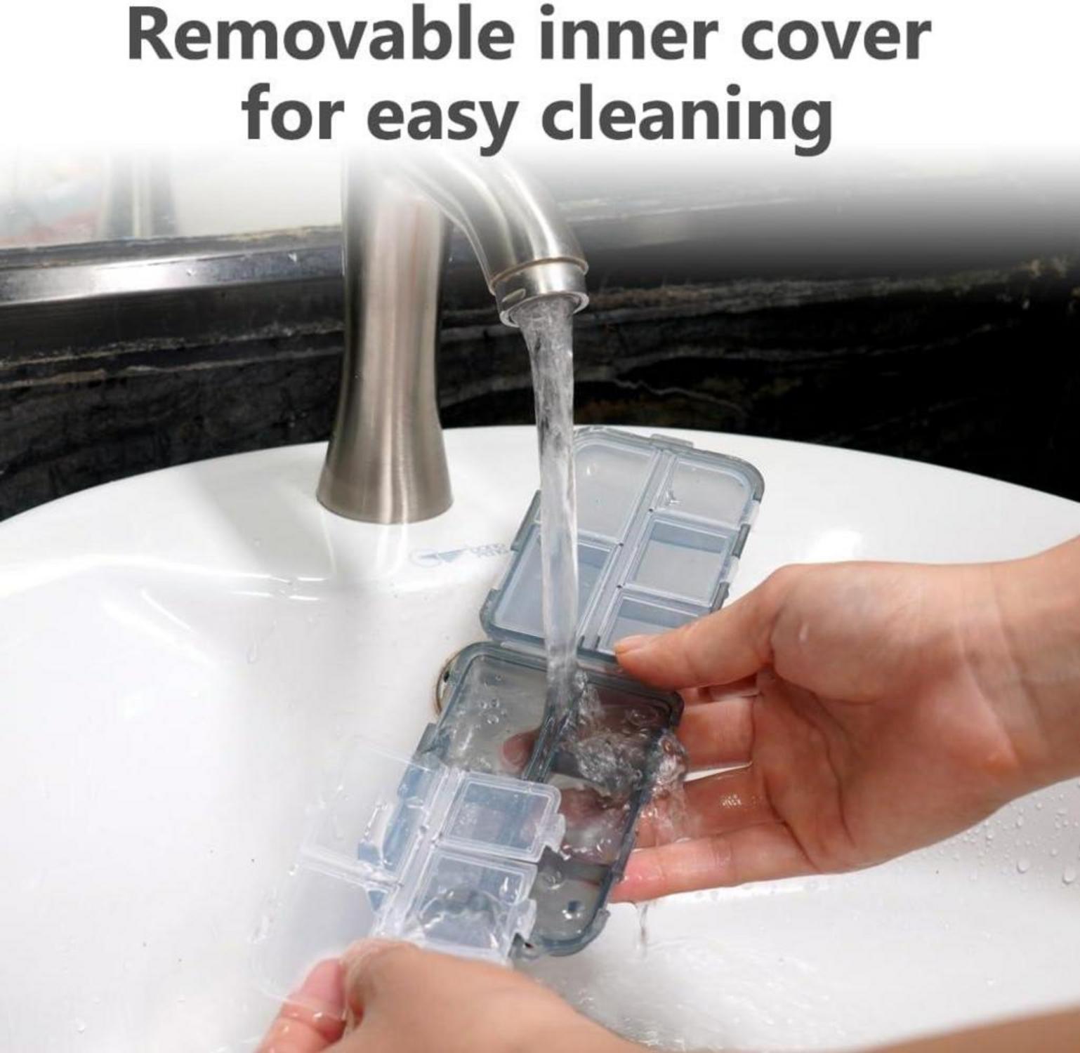 ACWOO Pillendose Klein Tablettenbox 7 Tage Medikamentenbox 10 Fächer Tragbar Grau