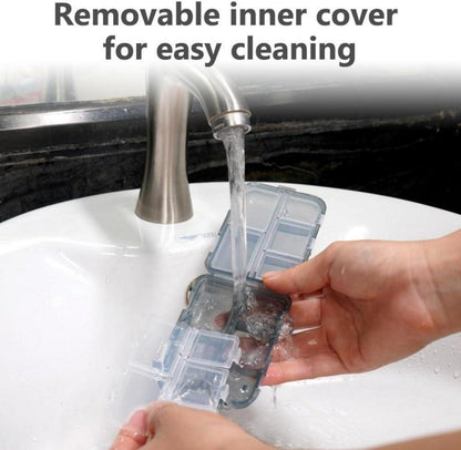 ACWOO Pillendose Klein Tablettenbox 7 Tage Medikamentenbox 10 Fächer Tragbar Grau