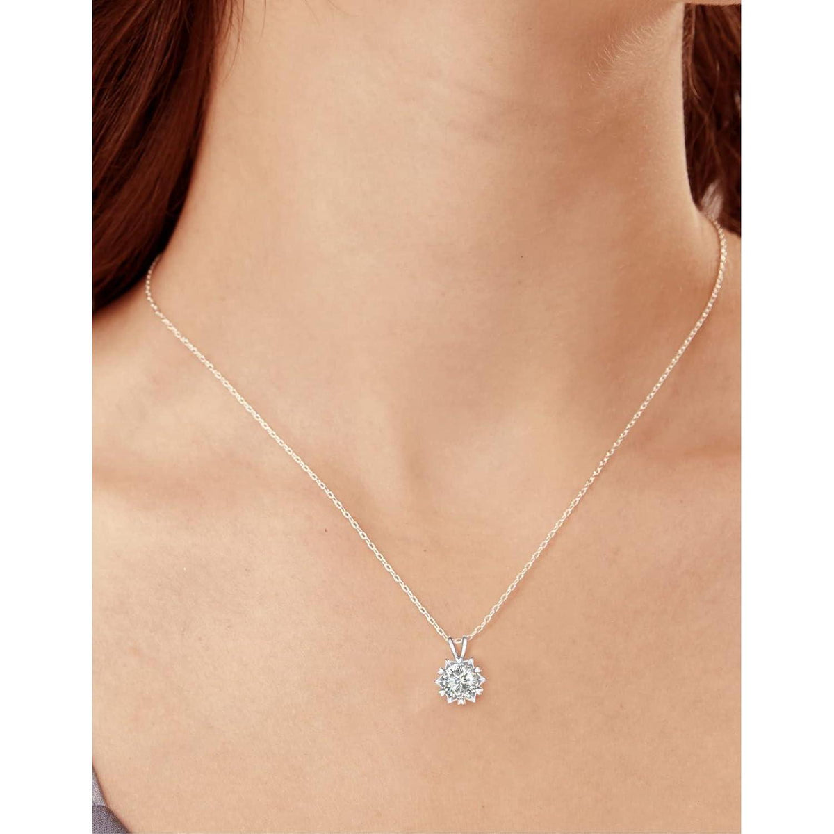 Moissanit Halskette Damen Silber 925, 1 Karat Schneeflocke Anhänger