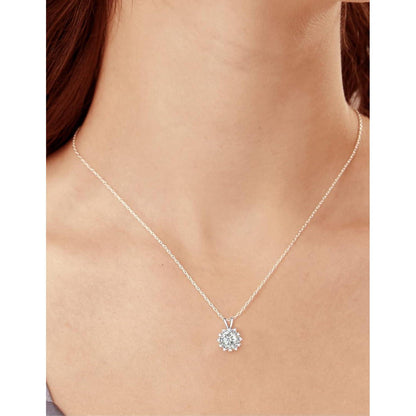 Moissanit Halskette Damen Silber 925, 1 Karat Schneeflocke Anhänger