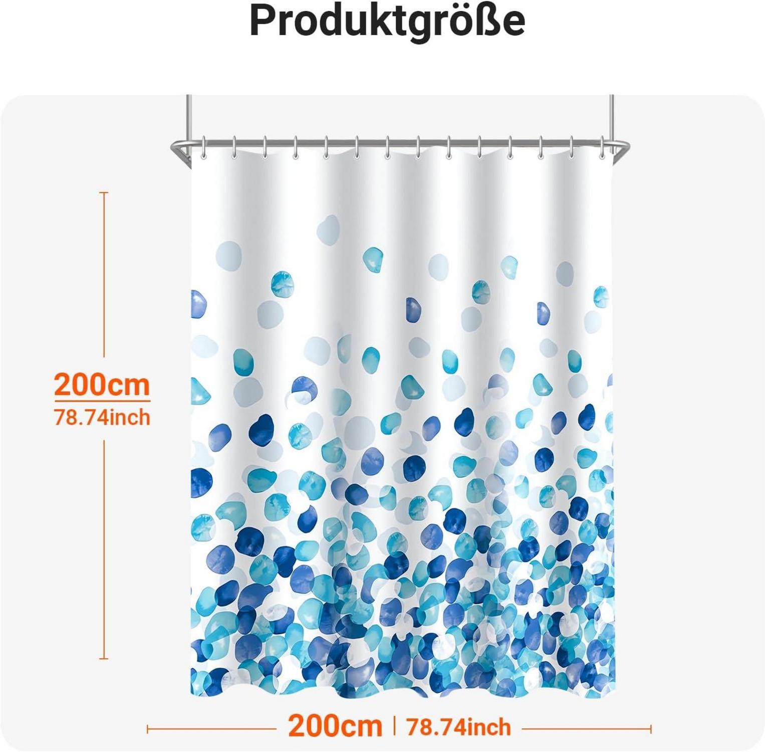 Duschvorhang Blaue Blüten Antischimmel Wasserabweisend 200x200cm