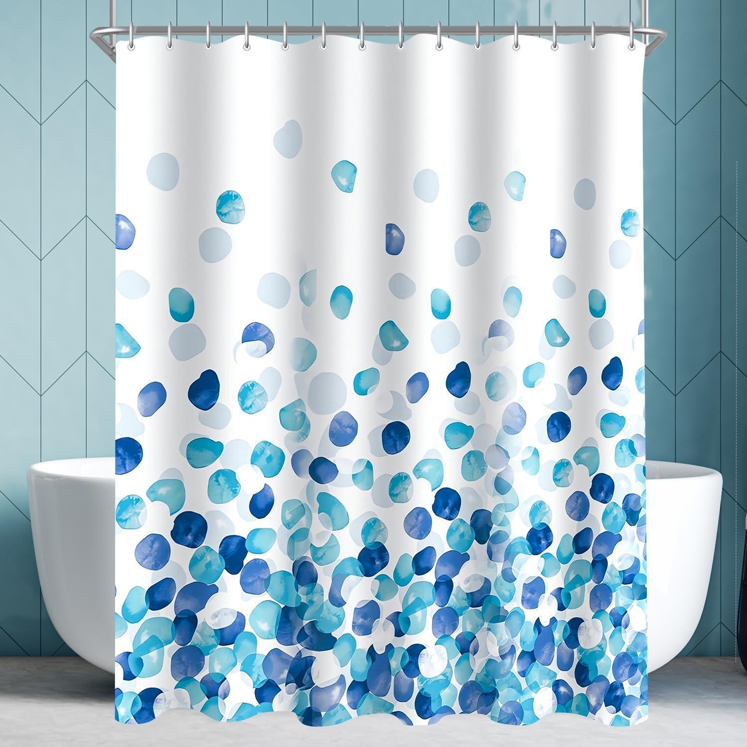 Duschvorhang Blaue Blütenblätter 200x200cm Antischimmel Polyester Ösen 1er Pack