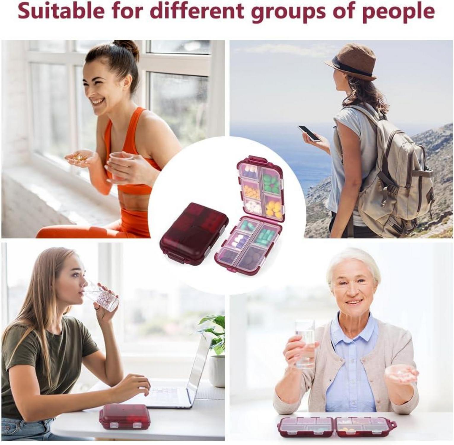 Tablettenbox 7 Tage Pillendose 10 Fächer BPA frei Medikamentenbox Rot