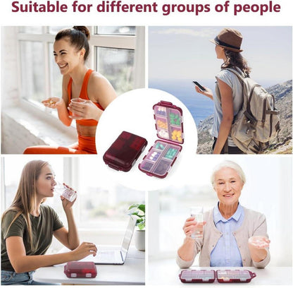 Tablettenbox 7 Tage Pillendose 10 Fächer BPA frei Medikamentenbox Rot