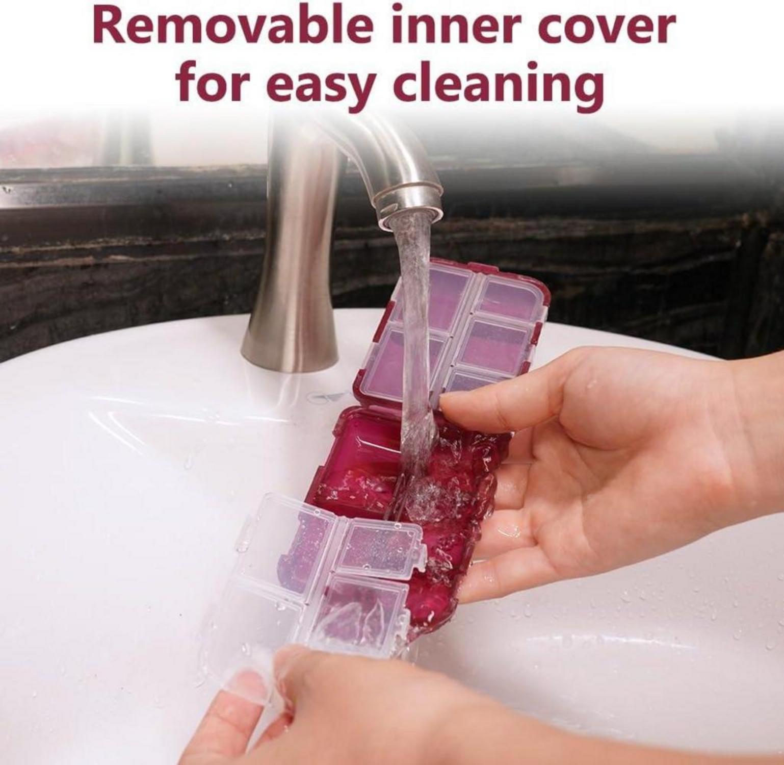 ACWOO Tablettenbox 7 Tage Medikamentenbox Pillendose 10 Fächer BPA Frei Rot