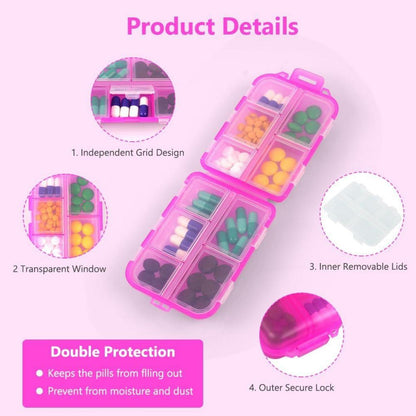 Tablettenbox 7 Tage Pillendose 10 Fächer Medikamentenbox BPA-frei Rosa