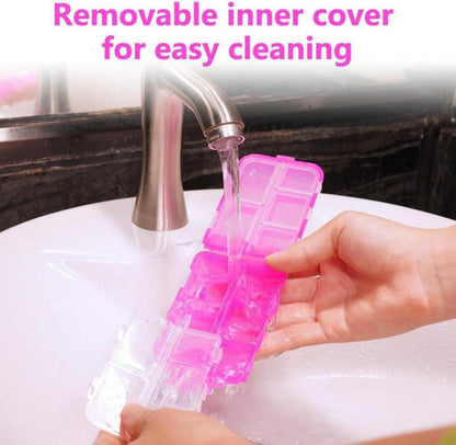 Tablettenbox 7 Tage Pillendose 10 Fächer BPA Frei Einfaches Design für Medikamente Vitamine Fischöl