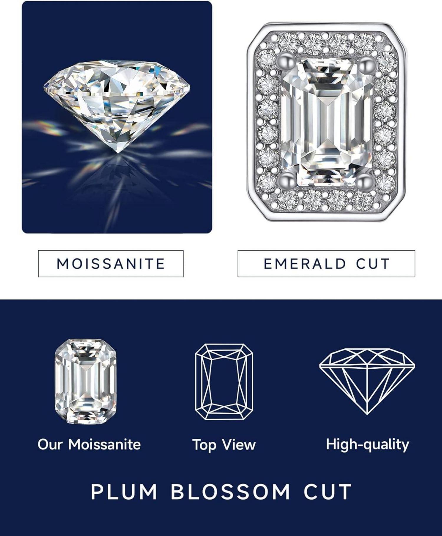 Moissanit Ohrringe Silber 925 Damen 1/2 Karat Ohrstecker Hypoallergen Halo Diamant 5mm/6.5mm