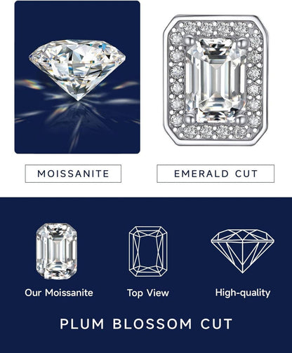 Moissanit Ohrringe Silber 925 Damen 1/2 Karat Ohrstecker Hypoallergen Halo Diamant 5mm/6.5mm