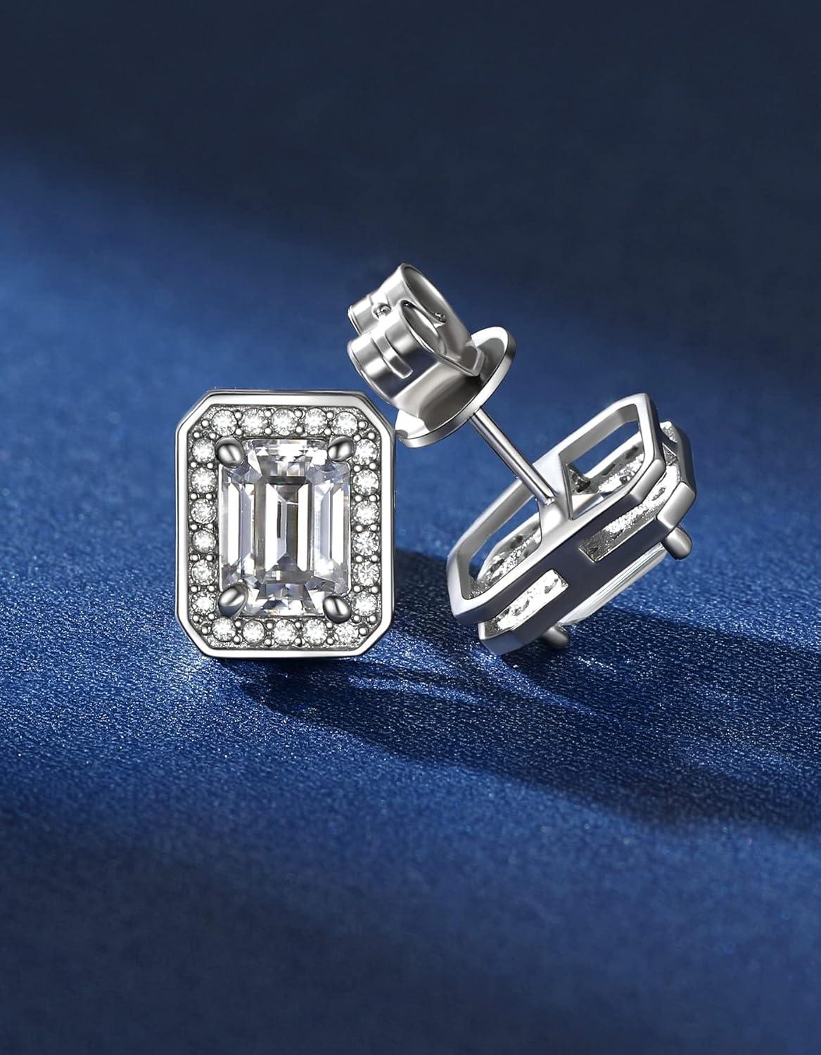 Moissanit Ohrringe Silber 925 Damen 1/2 Karat Ohrstecker Hypoallergen Halo Diamant 5mm/6.5mm