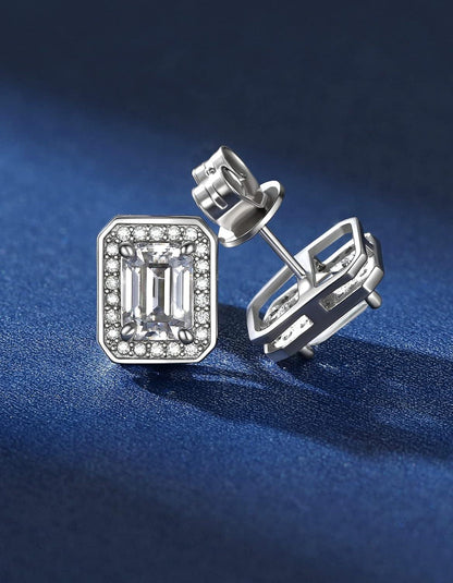 Moissanit Ohrringe Silber 925 Damen 1/2 Karat Ohrstecker Hypoallergen Halo Diamant 5mm/6.5mm