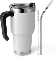 Thermobecher Strohhalm Henkel Trinkbecher Deckel Edelstahl Heiß Kalt