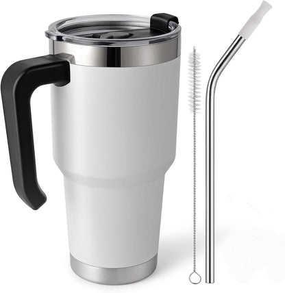 Thermobecher Strohhalm Henkel Trinkbecher Deckel Edelstahl Heiß Kalt