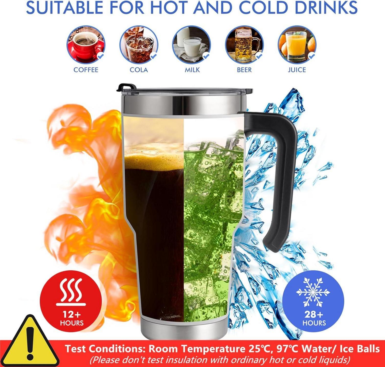 Thermobecher Strohhalm Henkel Trinkbecher Deckel Edelstahl Heiß Kalt