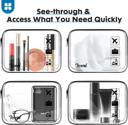 Transparenter Kulturbeutel mit 5 Leak Proof Reiseflaschen, TSA-geprüft