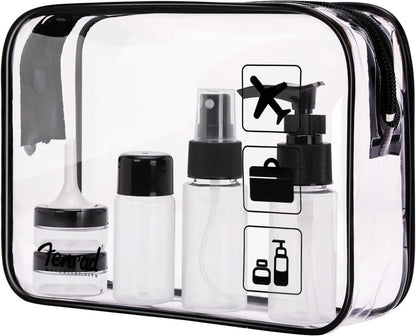 Transparenter Kulturbeutel mit 5 Reiseflaschen Set - TSA-geprüft