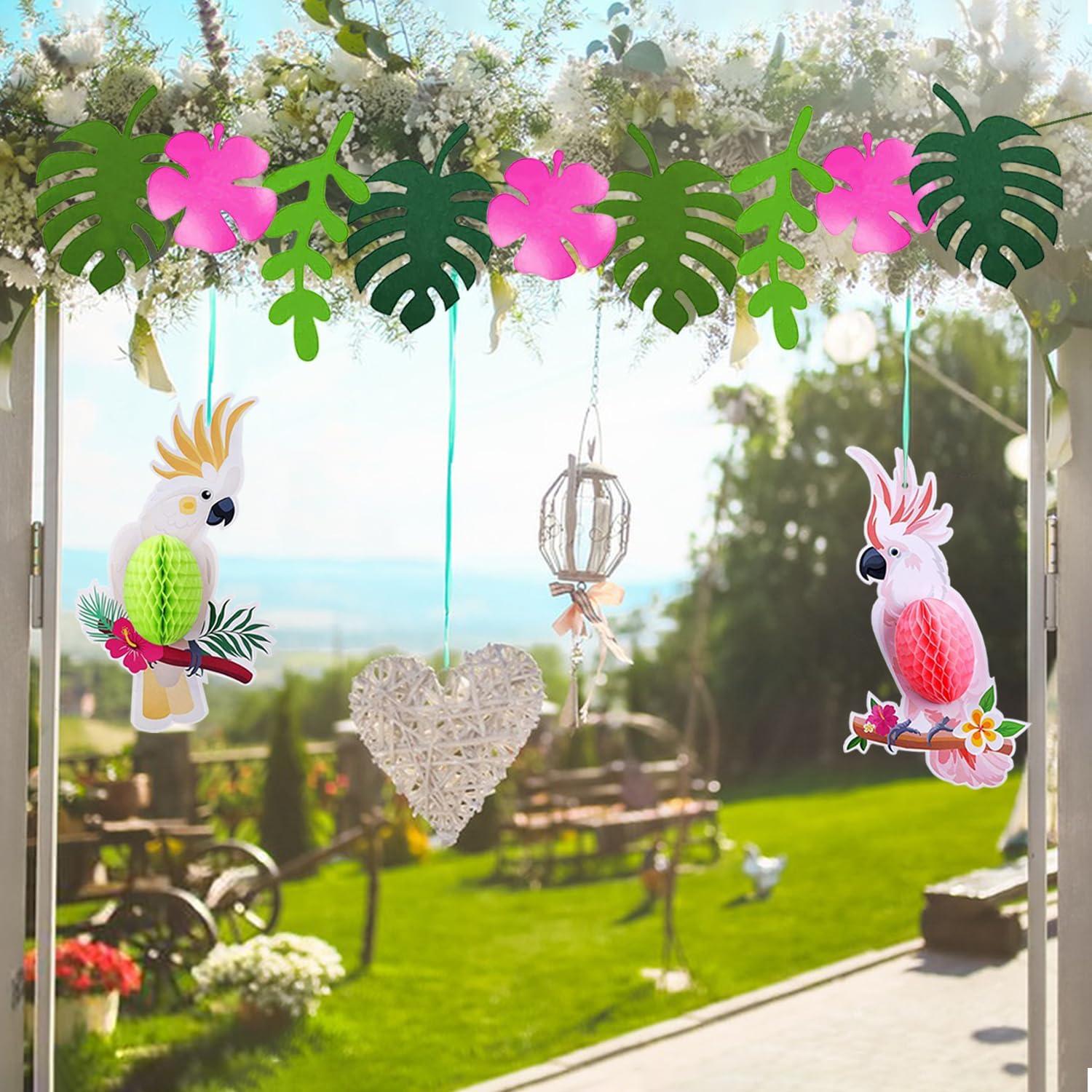 15er Waldmärchenparty Papagei Dekoration Set Gartenparty Blätter Grün