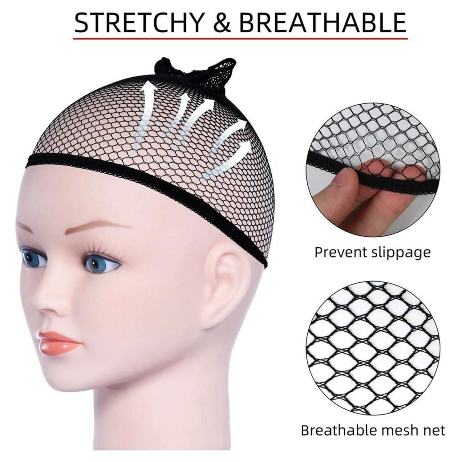 Perückenkappen Set Nylon Atmungsaktiv Beige Schwarz [8