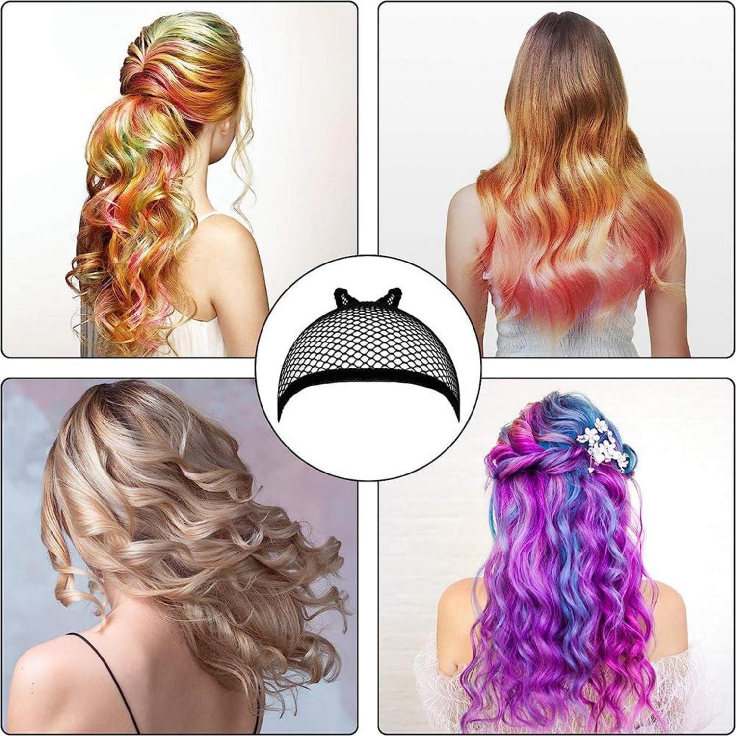 8er Set Perückenkappen Nylon Schwarz Beige Haarnetz Wig Cap