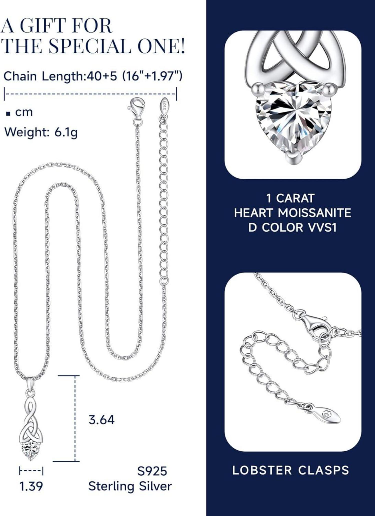 Kreuz Anhänger Kette Moissanite 1,2 Karat Silber 925 mit Geschenkbox