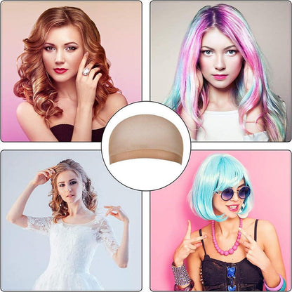 8er Set Perückenkappen Nylon Haarnetz Atmungsaktiv Nackt Beige Wig Caps