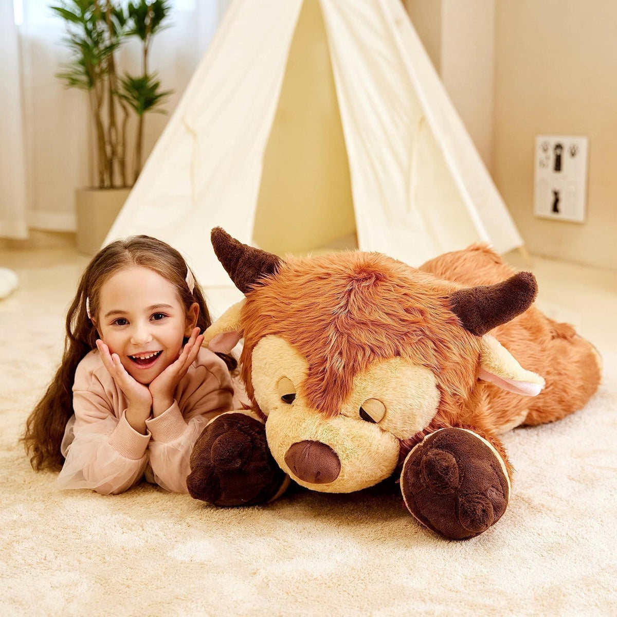 Riesiges Hochlandkuh Kuscheltier 85cm - Plüschtier Geschenk