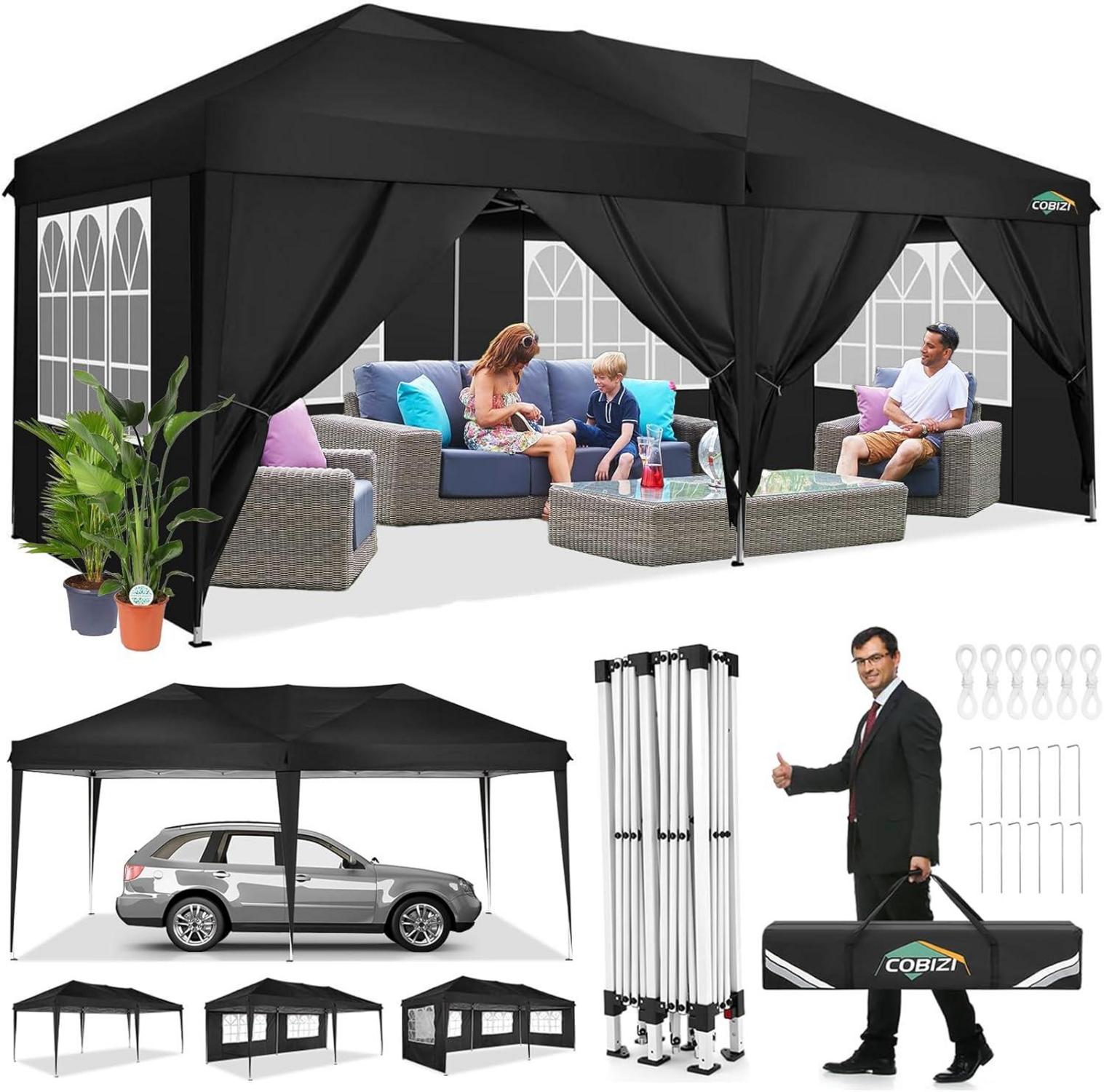 Faltpavillon 3x6 Wasserdicht Winterfest Pop Up Zelt UV-Schutz