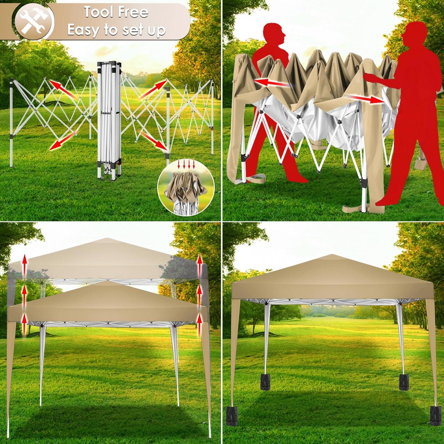 Pavillon 3x3m Wasserdicht Stabil Faltpavillon Pop up mit 4