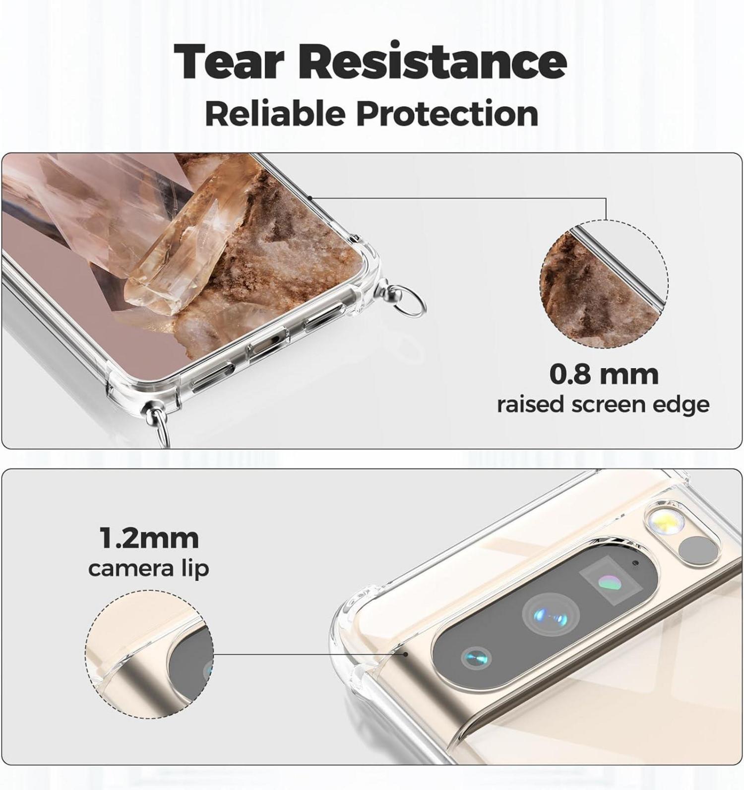 Handykette für Google Pixel 8 Pro, Transparentes Necklace Case - Schwarz