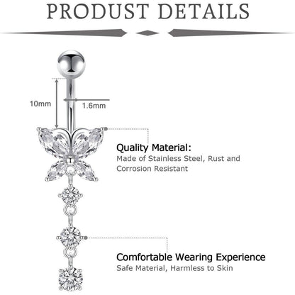Bauchnabelpiercing 2er Set 10mm Herz Chirurgenstahl Silber Gold