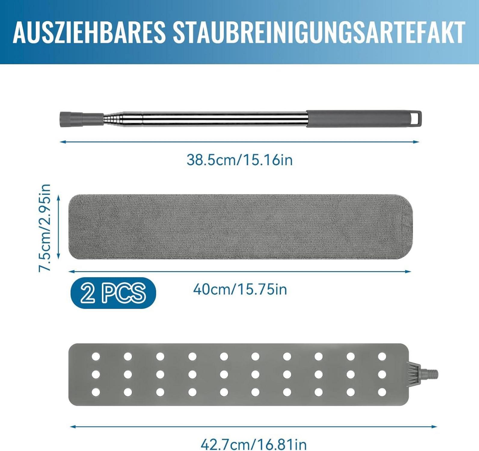 Ausziehbarer Teleskop Staubwedel mit Edelstahlstange