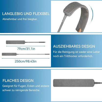 Ausziehbarer Teleskop Staubwedel mit Edelstahl Stange 1.2m-2.5m
