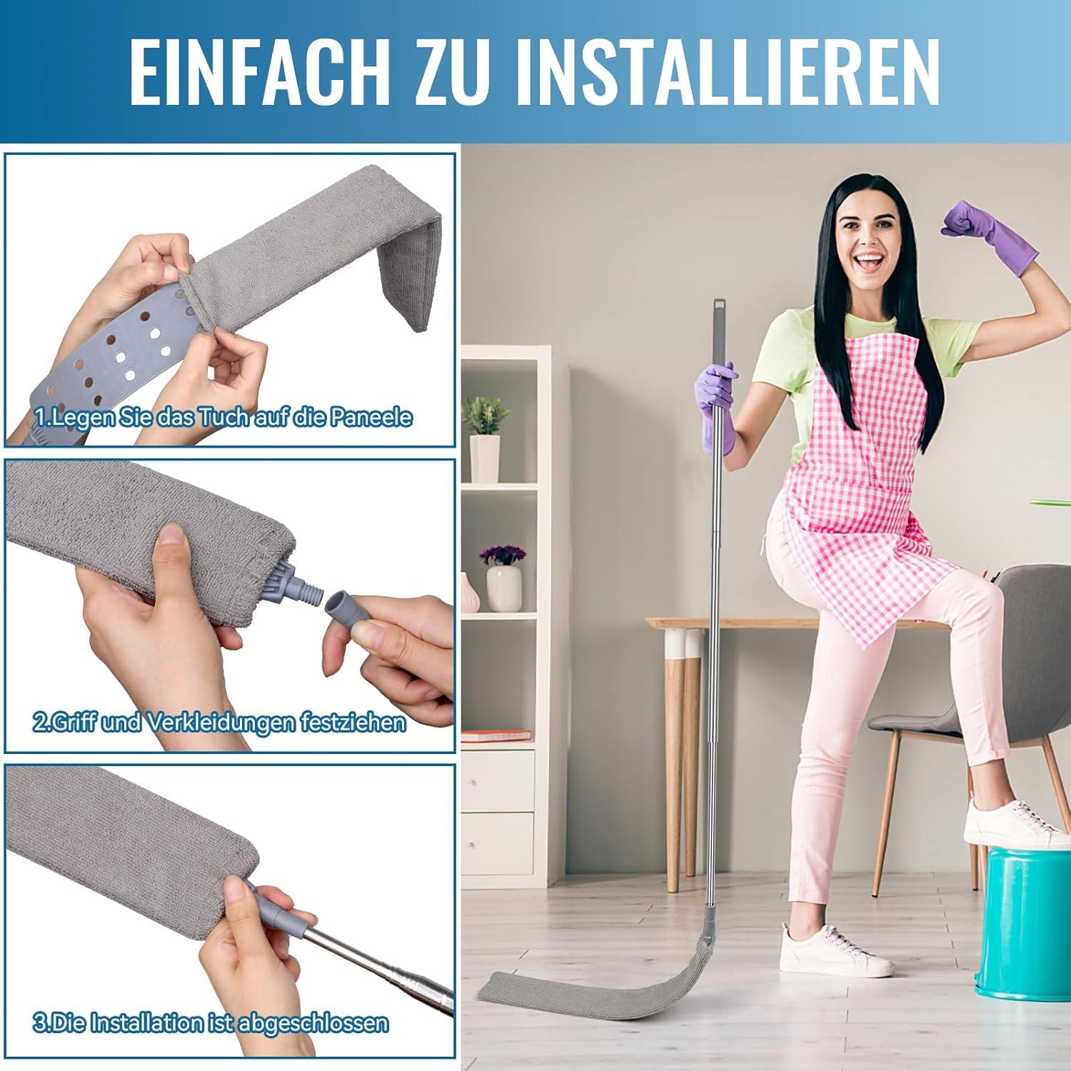 Ausziehbarer Teleskop Staubwedel 1.2m-2.5m Edelstahl Reinigungsbürsten