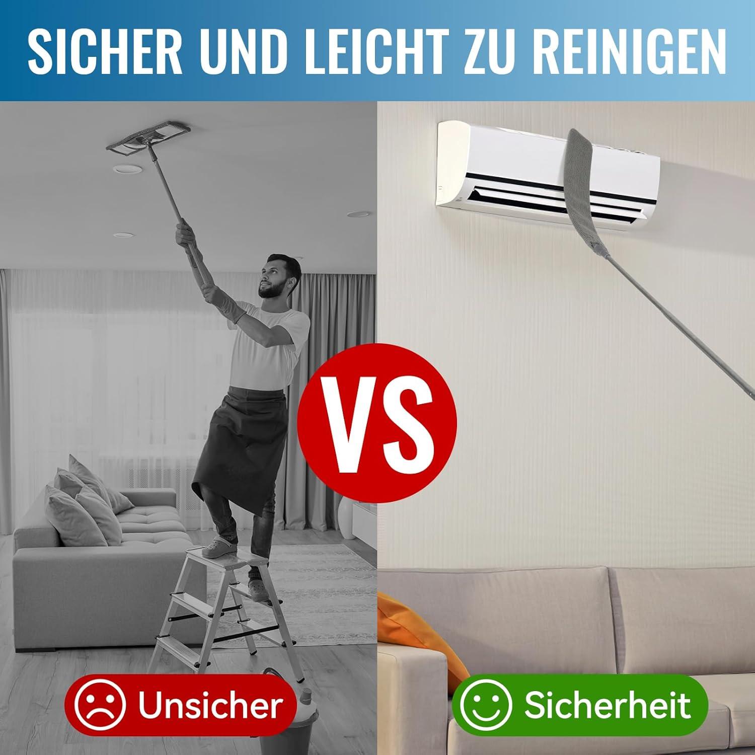 Ausziehbarer Teleskopstaubwedel mit Edelstahlstange 1.2m-2.5m