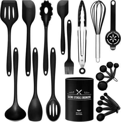 22-teiliges Silikon Kochutensilien Set mit Utensilienhalter