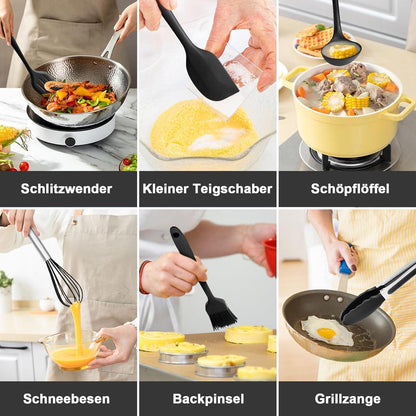 22-teiliges Küchenhelfer Set Silikon Kochutensilien Antihaft Spülmaschinenfest