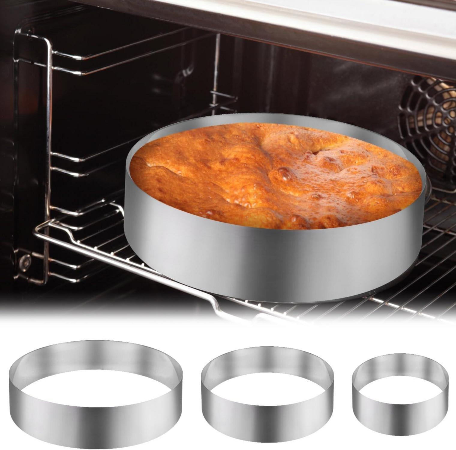 3er Set Edelstahl Tortenringe 10/15/20 cm Backrahmen Kuchenring Rund