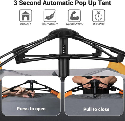 Camping Zelt 3 Personen Pop Up Automatisches Instant Wasserdicht 4
