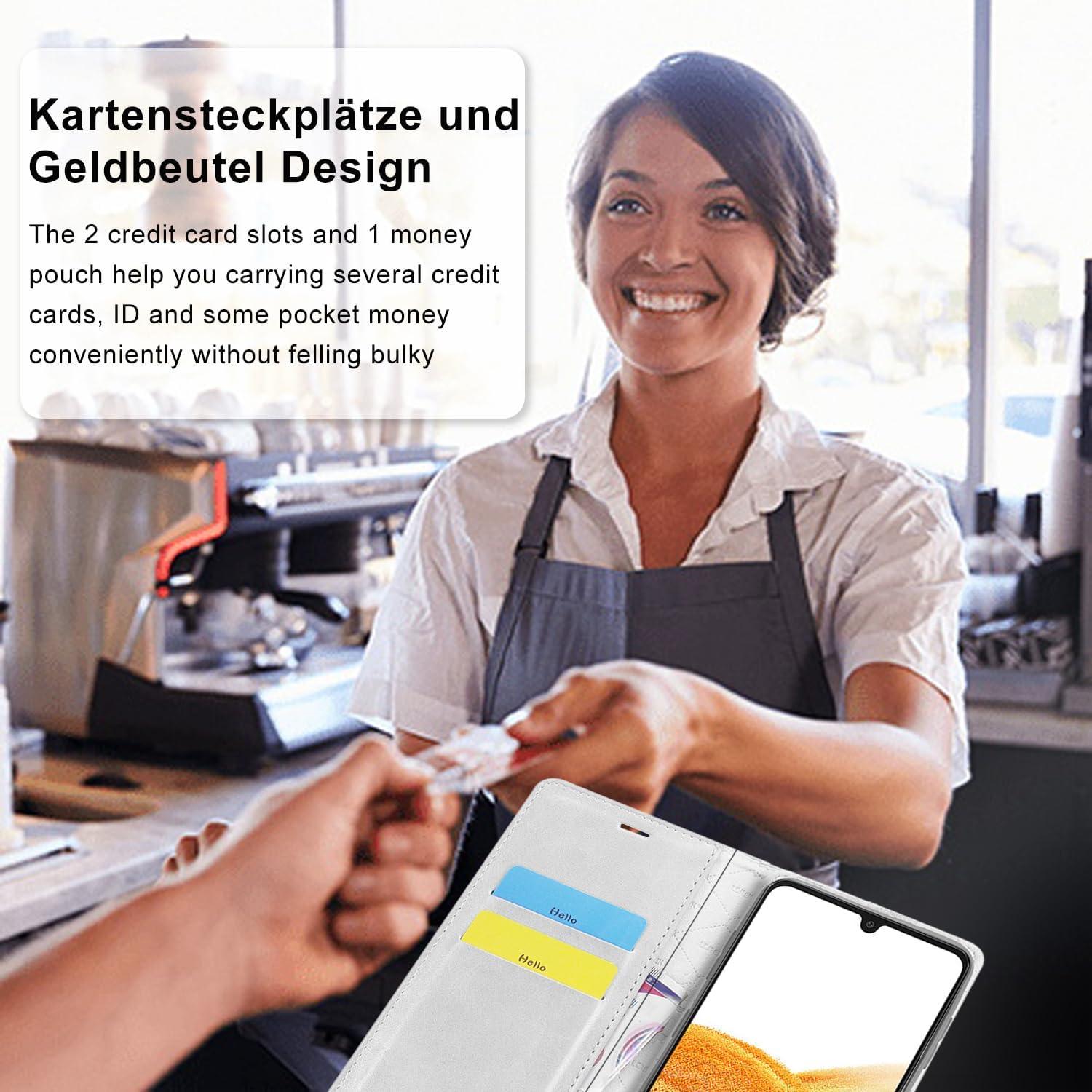 A33 5G Hülle Leder Wallet Flip Case mit Standfunktion und Kartenschlitzen