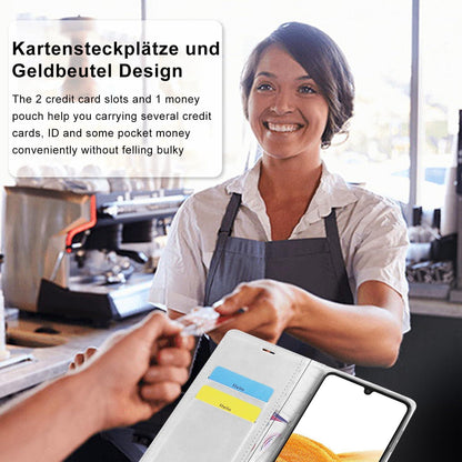 A33 5G Hülle Leder Wallet Flip Case mit Standfunktion und Kartenschlitzen