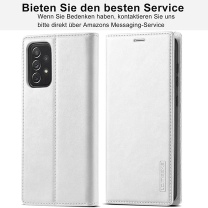 Samsung A53 5G Klapphülle Weiß mit Ständer & Kartenfächern in Lederoptik