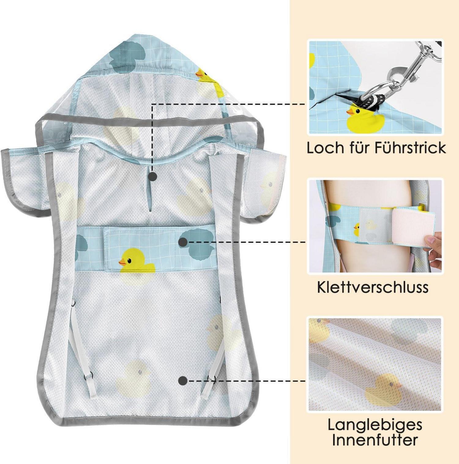 Regenmantel Hund wasserdicht durchsichtig reflektierend S-XXXL