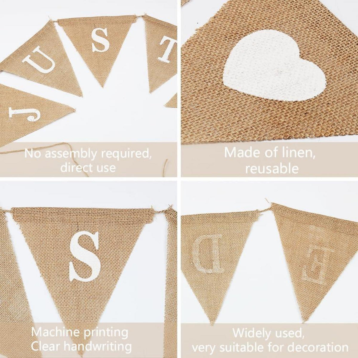 Jute Girlande Just Married Herz für Hochzeit Boho Deko