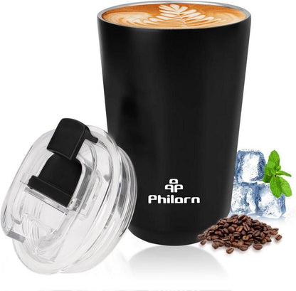 Isolierter Kaffeebecher für unterwegs 380ml Edelstahl Schwarz