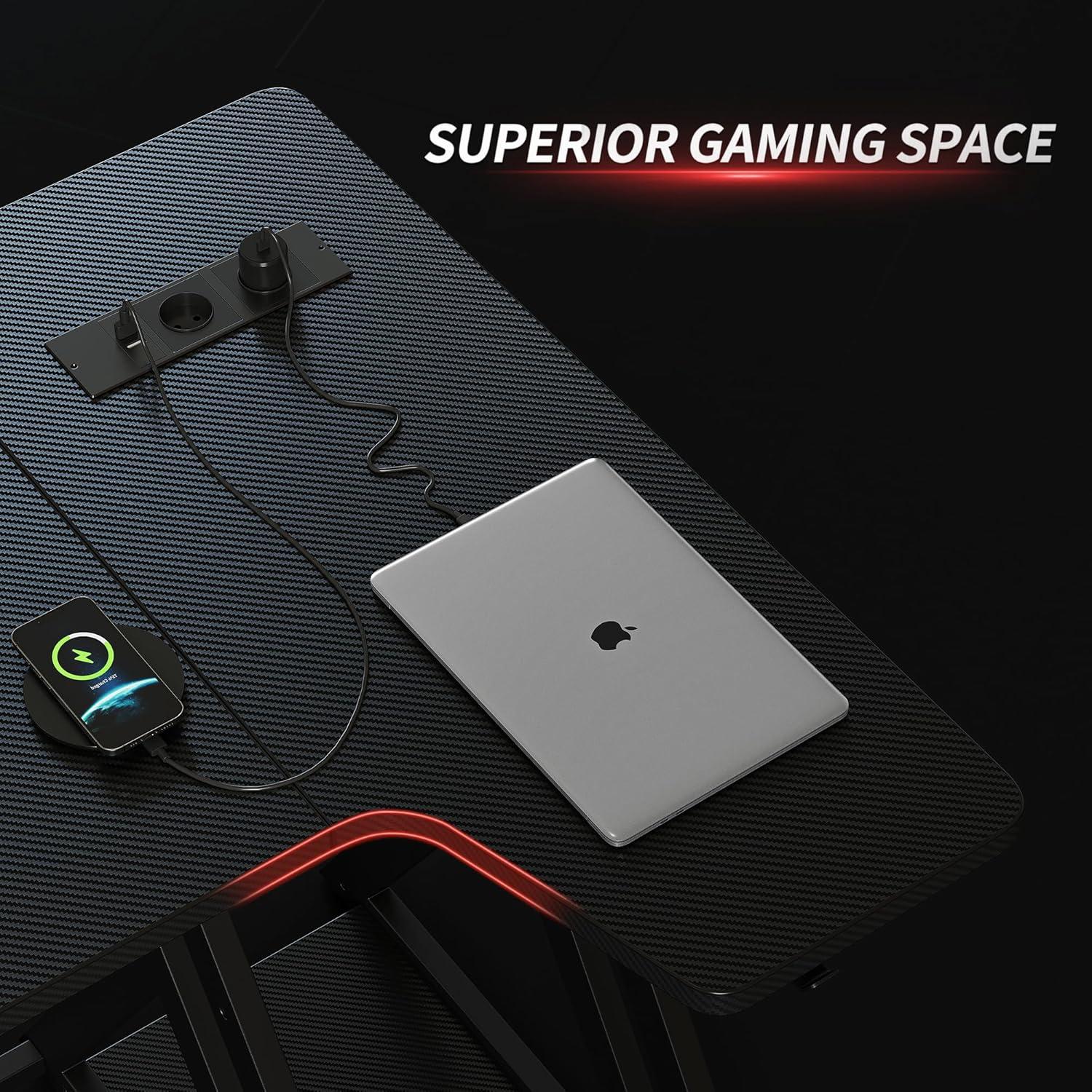Gaming Computertisch LED-Leuchten Ablagefächern 100 cm Eckschreibtisch
