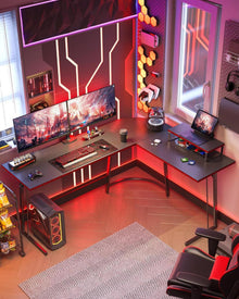 Gaming Tisch L-Form 150x120 cm Monitorständer Kohlefaser