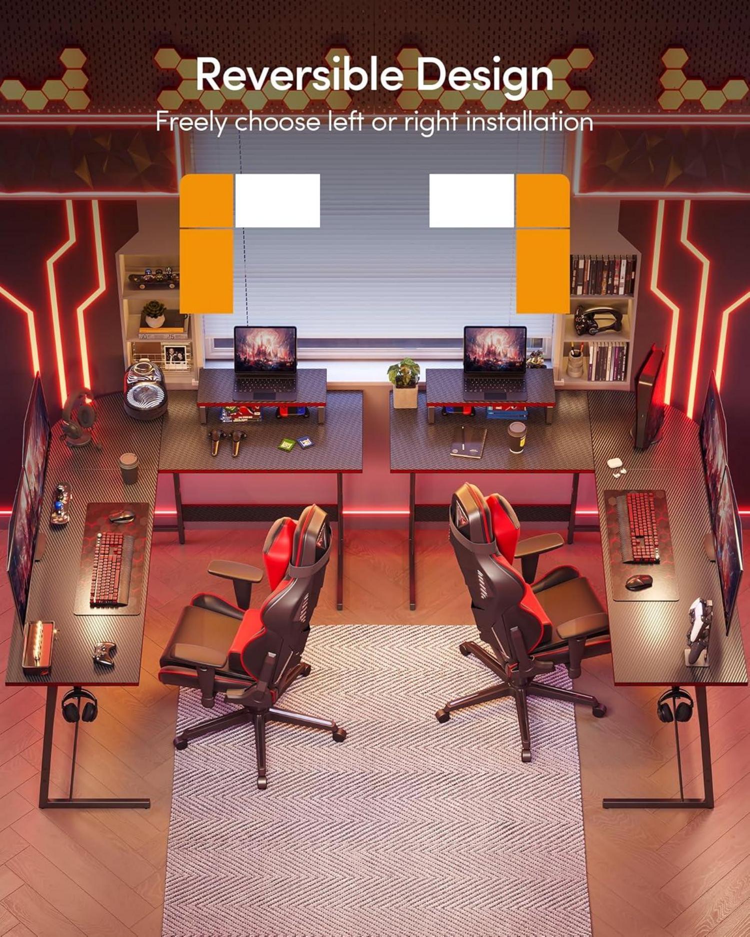 Gaming Eckschreibtisch L-Form 150x120cm mit Monitorständer - Schwarz