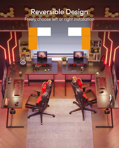 Gaming Eckschreibtisch L-Form 150x120cm mit Monitorständer - Schwarz