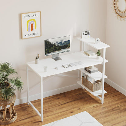 Kleiner Schreibtisch mit Regal 100x50cm, 3-stöckiges Computertisch